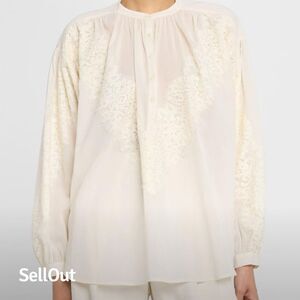 A.L.C. Elaine Women's XS Ivory High Neck Lace Blouse Long Sleeve
